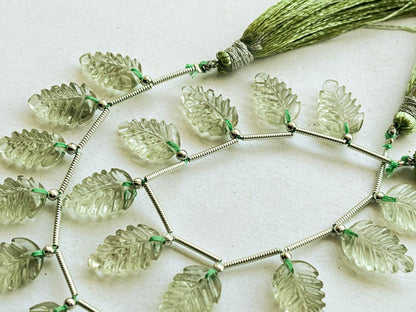 10 Pieces Green Amethyst Leaf carved Beads Beadsforyourjewelry