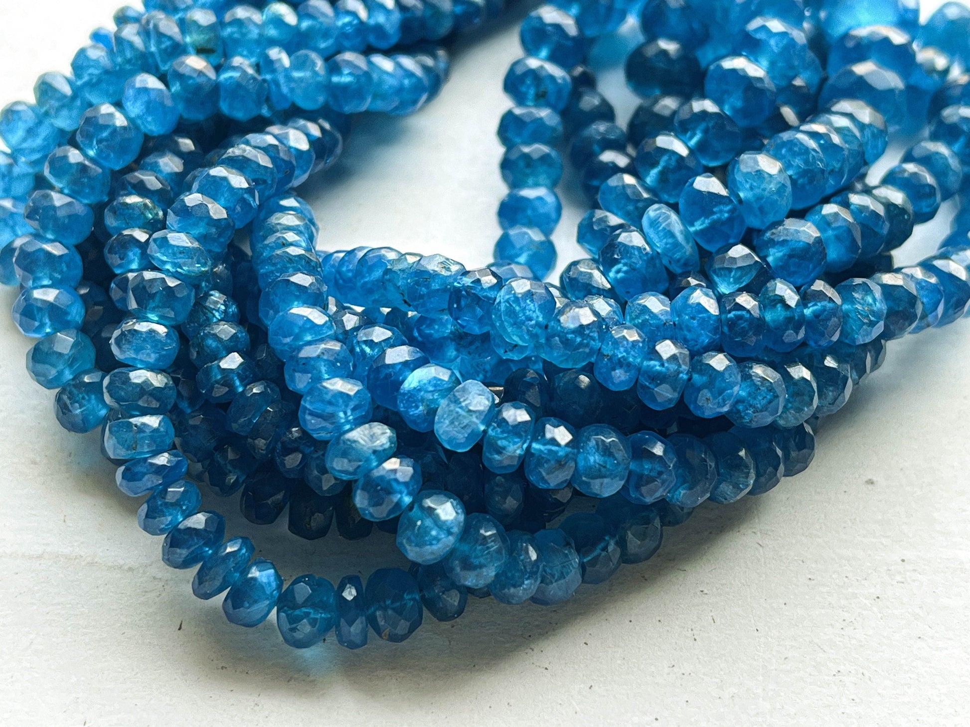 16 Inch AAA Neon Apatite Beads Faceted Rondelle Shape, Beadsforyourjewelry