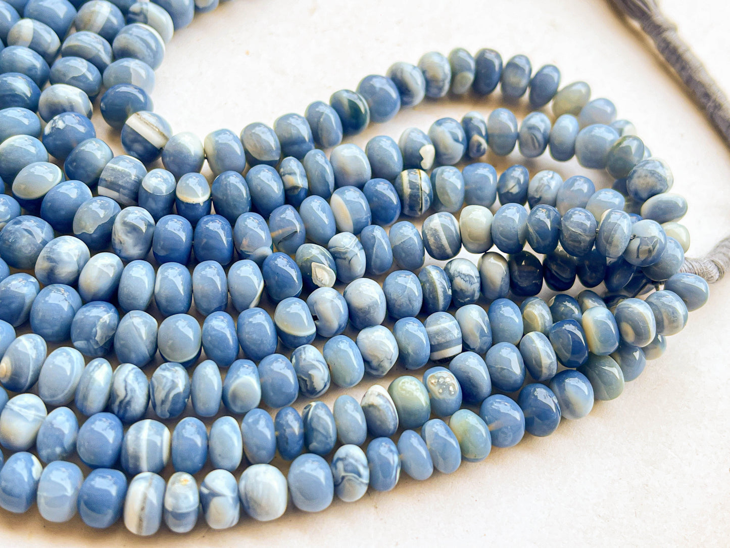 16 Inch Blue Opal Smooth Rondelle Beads Beadsforyourjewelry