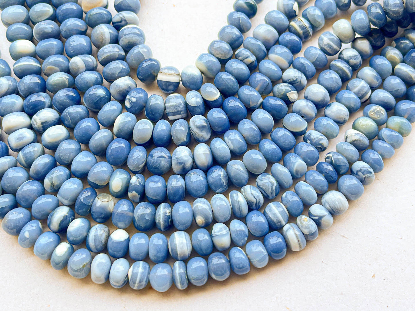 16 Inch Blue Opal Smooth Rondelle Beads Beadsforyourjewelry