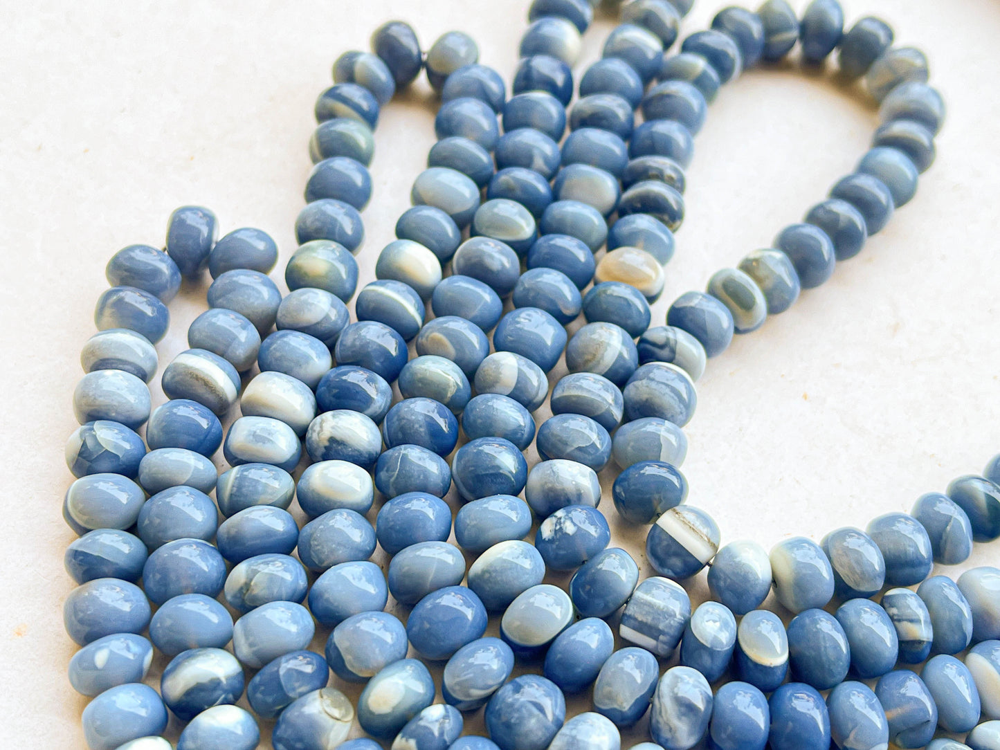 16 Inch Blue Opal Smooth Rondelle Beads Beadsforyourjewelry