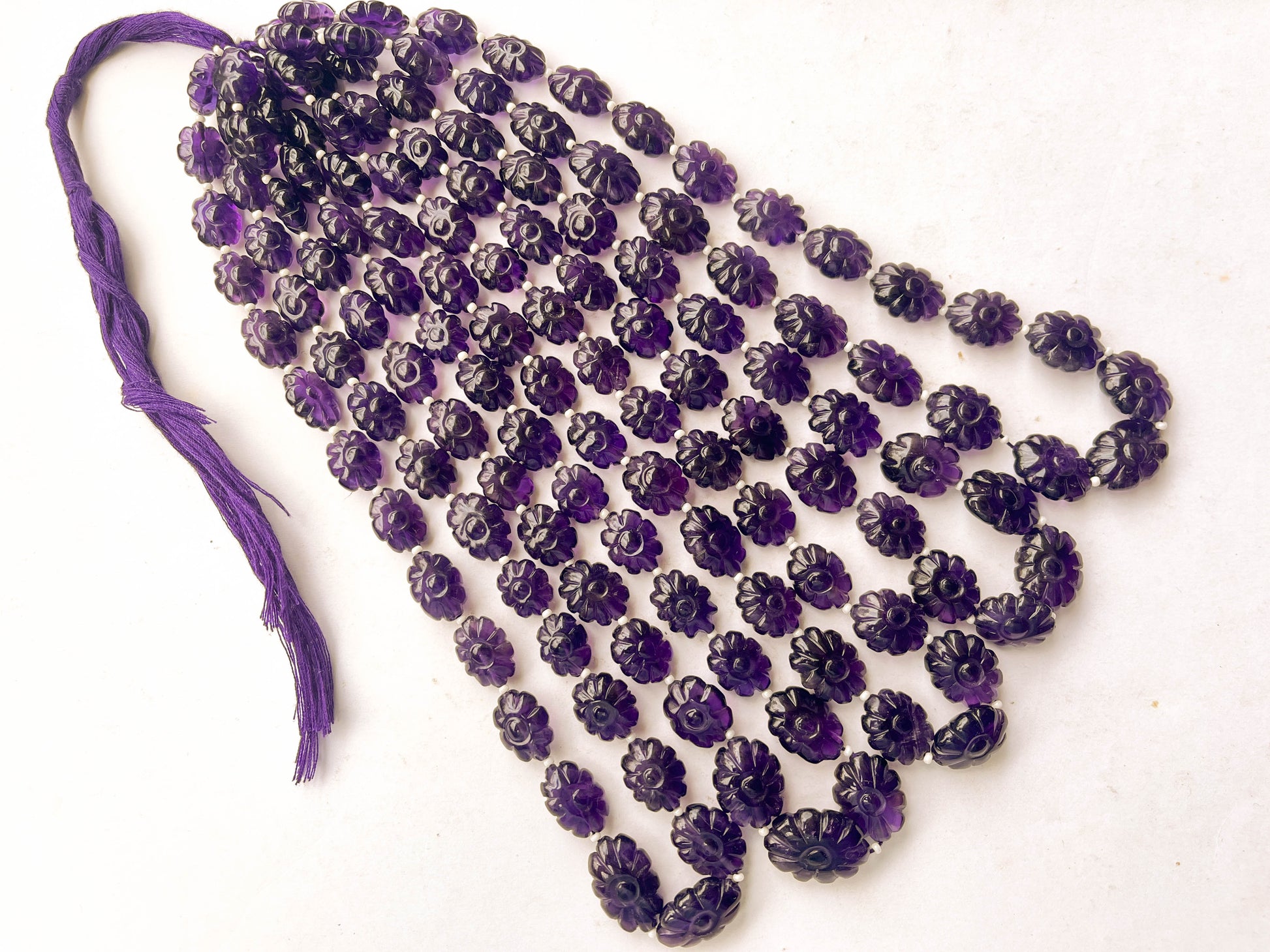 African Amethyst Flower carved Beads Beadsforyourjewelry