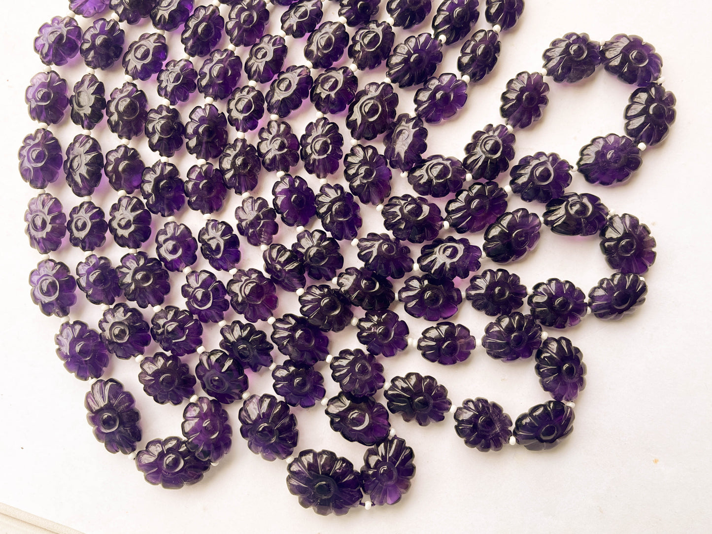 African Amethyst Flower carved Beads Beadsforyourjewelry