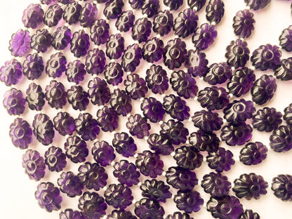 African Amethyst Flower carved Beads Beadsforyourjewelry