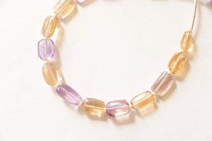 Ametrine Baguette Shape Beads | 8x10mm | 15 Pieces | 7 Inch | Center Drill | Natural Ametrine Gemstone | Beadsforyourjewellery Beadsforyourjewelry