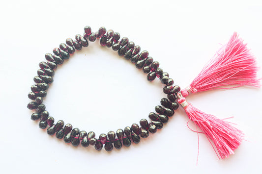 Garnet Faceted Drops | 5x8mm | 10 inch Full Strand | Natural Garnet Gemstone | Beadsforyourjewellery Beadsforyourjewelry