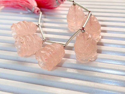 Rose Quartz Carving Bell Shape Pair