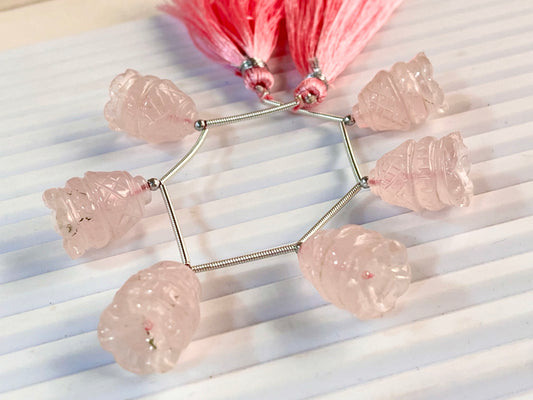 Rose Quartz Carving Bell Shape Beads