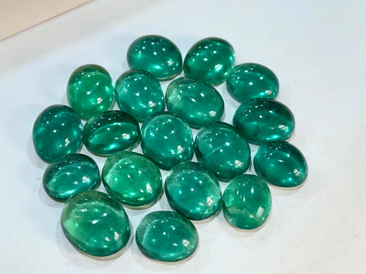 Intense Green Fluorite Gemstone Oval Cabochon