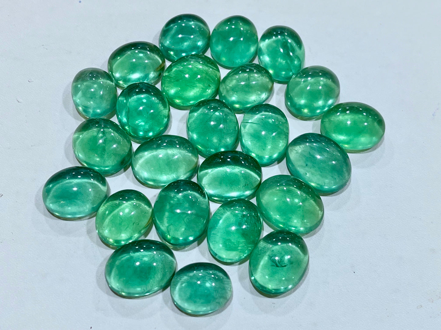 Green Fluorite Gemstone Oval Cabochon