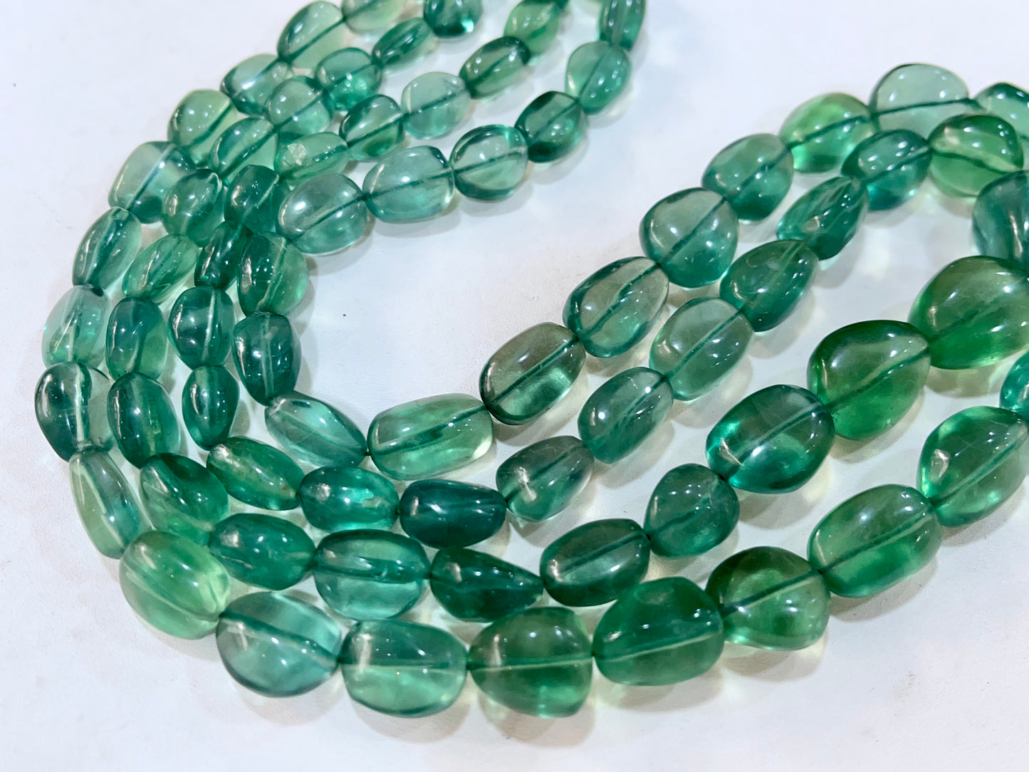 Green Fluorite Smooth Tumble shape beads