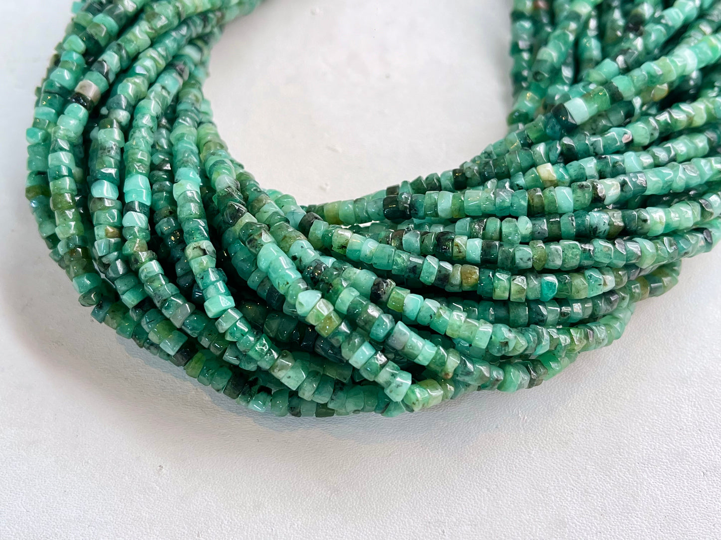 Natural Emerald faceted Heishi Shape Beads