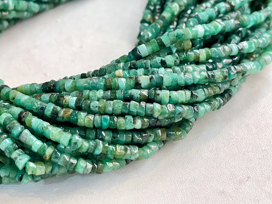 Natural Emerald faceted Heishi Shape Beads