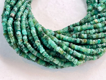 Natural Emerald faceted Heishi Shape Beads