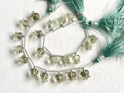 Green Amethyst flower carving Lily of the valley shape beads