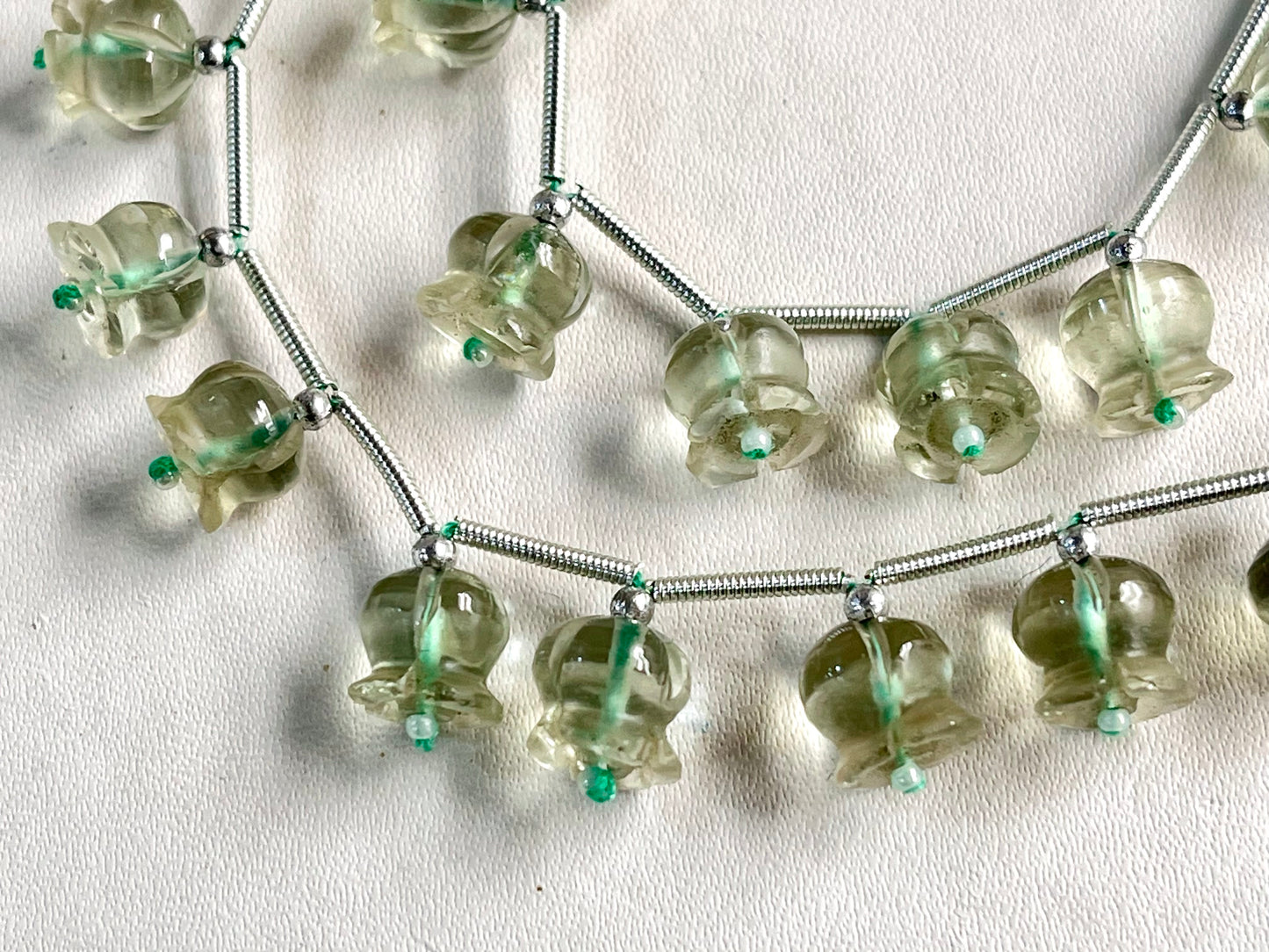 Green Amethyst flower carving Lily of the valley shape beads