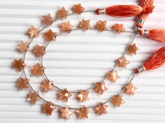 Peach Moonstone faceted star shape briolette beads