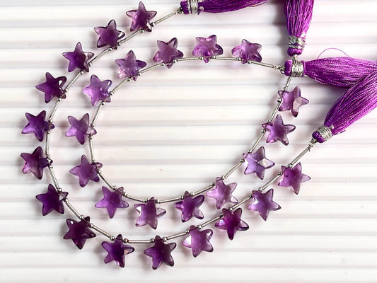 Amethyst faceted star shape briolette beads