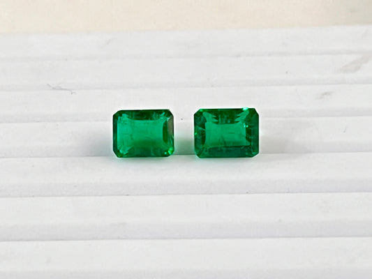 1.35 Carats Natural Emerald Vived Green Color Octagon Cut Pair, Zambia Emerald gemstone, Faceted Gemstone Handmade Cut, 6X4.5X3.75mm