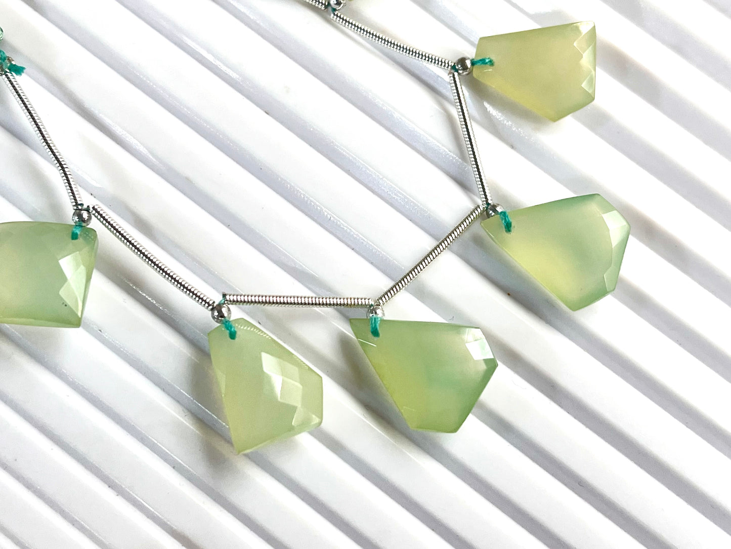 Pastel Green Onyx Faceted Mix Shape Cut stone Beads