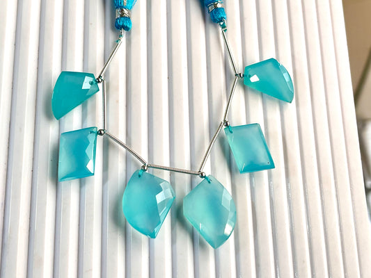 Aqua Blue Onyx Faceted Mix Shape Cut stone Beads