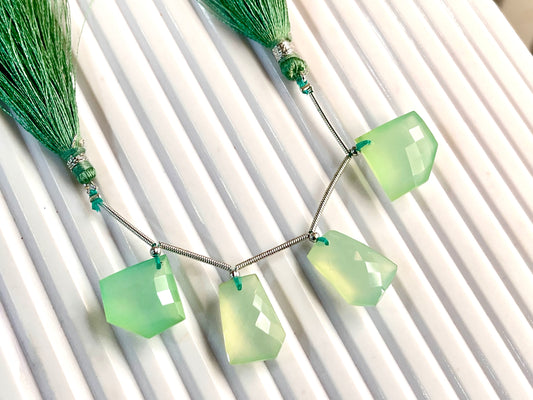 Pastel Green Onyx Faceted Mix Shape Cut stone Beads