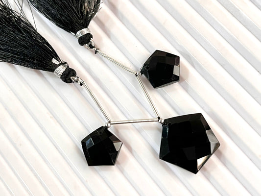 Black Onyx Faceted Pentagon Shape Cut stone Beads