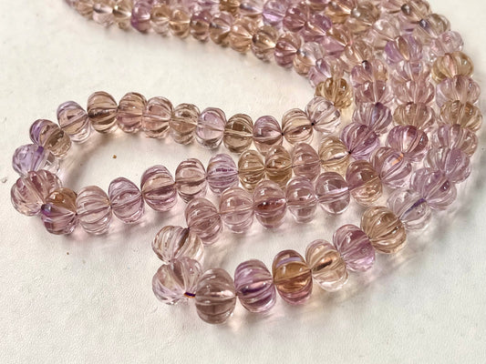 Natural Ametrine Carved Pumpkin Beads