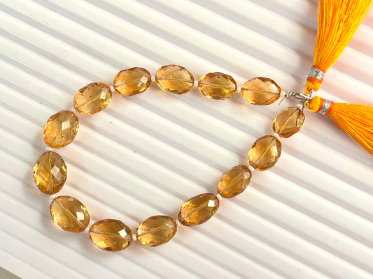 Natural Citrine faceted oval shape beads