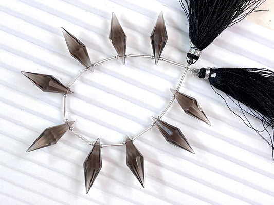 Smoky Quartz faceted pointed Drops