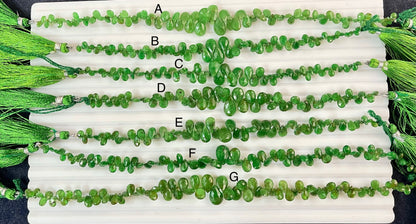 Green Tsavorite Garnet Faceted Pear Shape Briolette Beads