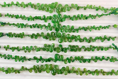 Green Tsavorite Garnet Faceted Pear Shape Briolette Beads