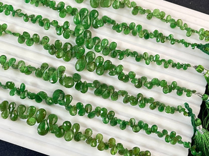 Green Tsavorite Garnet Faceted Pear Shape Briolette Beads