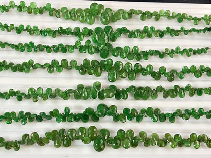 Green Tsavorite Garnet Faceted Pear Shape Briolette Beads