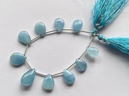 Blue Aquamarine Smooth pear Briolette Beads