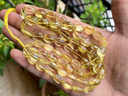 AAA Lemon Quartz Oval Shape Step cut beads