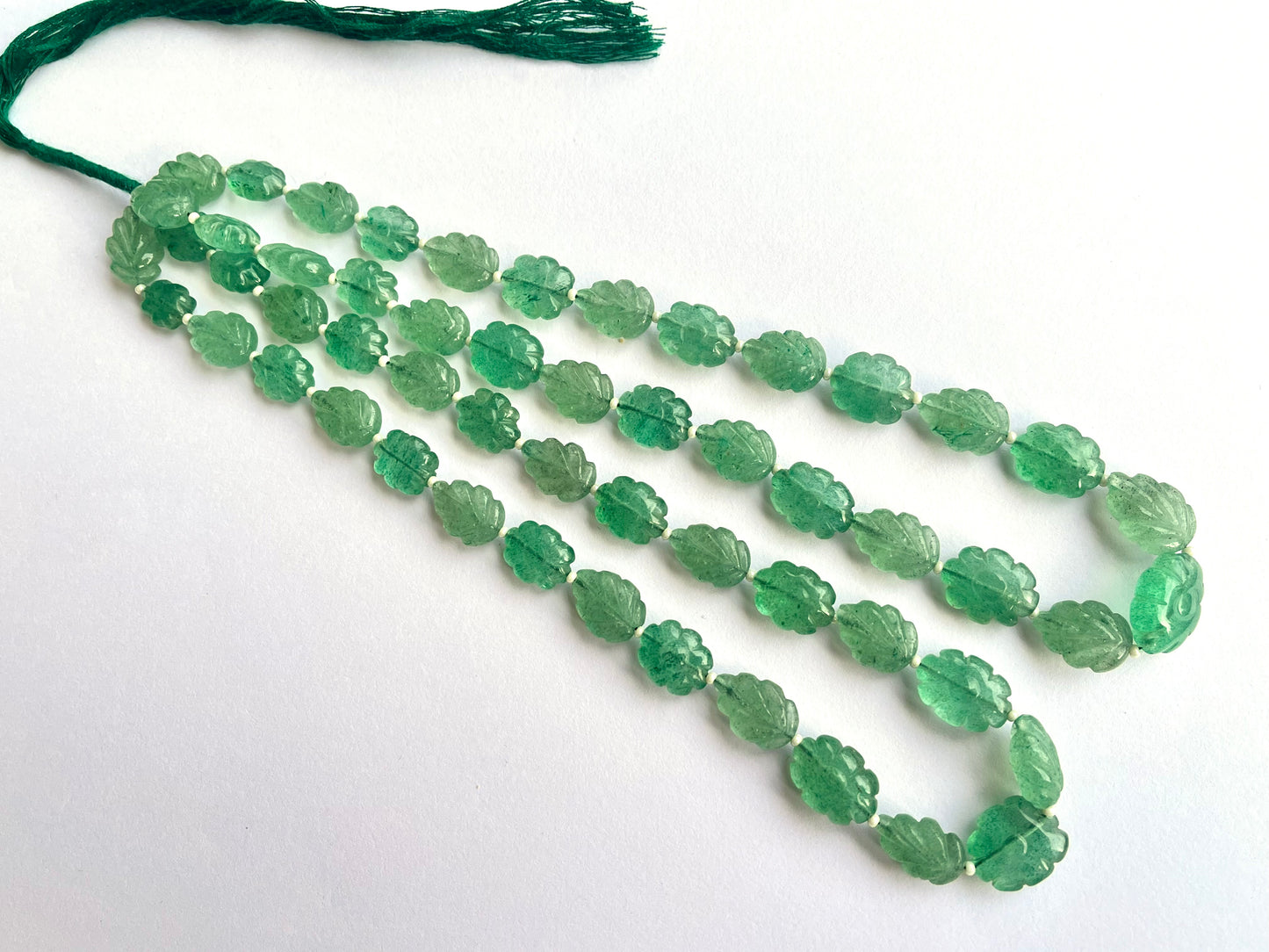 Green Aventurine Flower and Leaf carved Beads