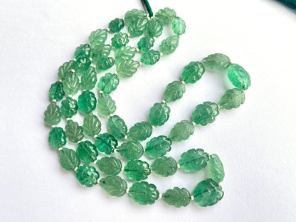 Green Aventurine Flower and Leaf carved Beads