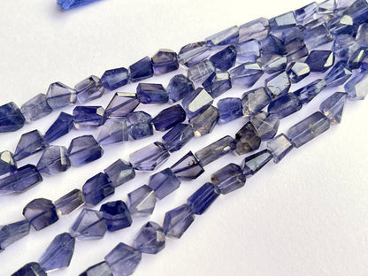 Natural Iolite Beads Uneven Shape Faceted Tumbles