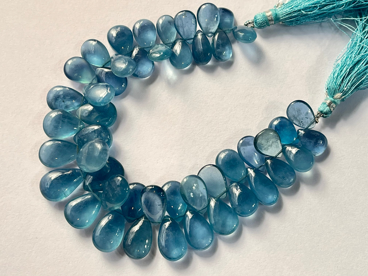 Santa Maria Shade Aquamarine Smooth pear Briolette Beads