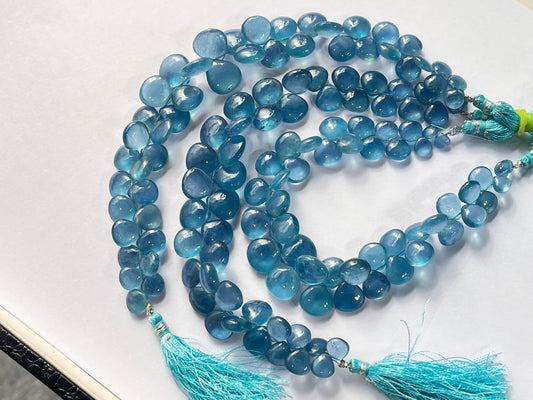 Santa Maria Shade Aquamarine Smooth heart Briolette Beads