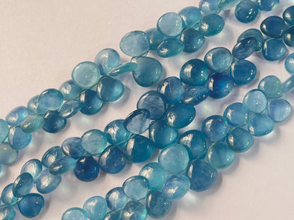 Santa Maria Shade Aquamarine Smooth heart Briolette Beads