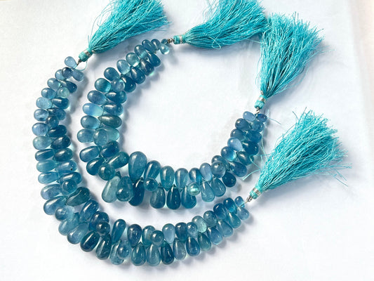 Santa Maria Shade Aquamarine Smooth Teardrops Beads