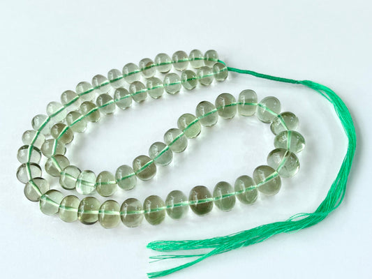 AAA Natural Green Amethyst Smooth Rondelle Beads