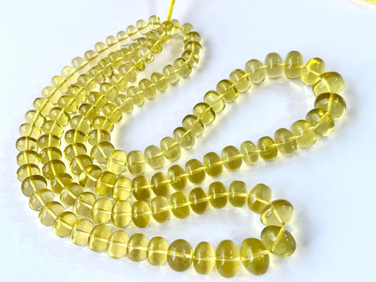 AAA Natural Lemon Quartz Smooth Rondelle Beads