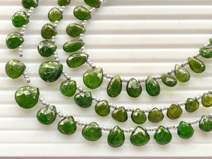 Natural Green Chrome Tourmaline faceted Briolette beads