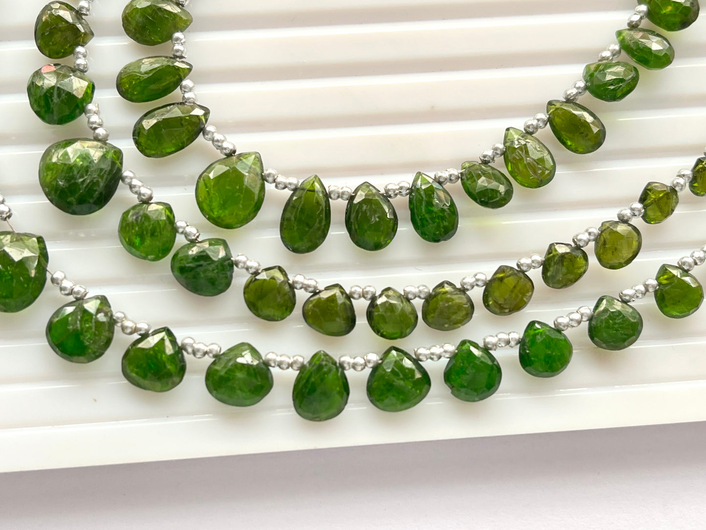 Natural Green Chrome Tourmaline faceted Briolette beads