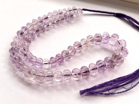 Pink Amethyst Carved Pumpkin Beads