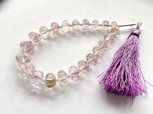 Pink Amethyst Carved Pumpkin Beads