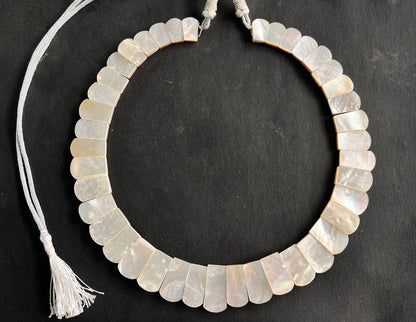 Natural Mother of Pearl Bib Necklace, Cleopatra Egyptian Necklace, Fancy Beach Jewelry, Pearl Choker Handmade Length Adjustable Necklace